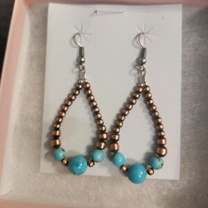 Turquoise and Copper Beaded Earrings